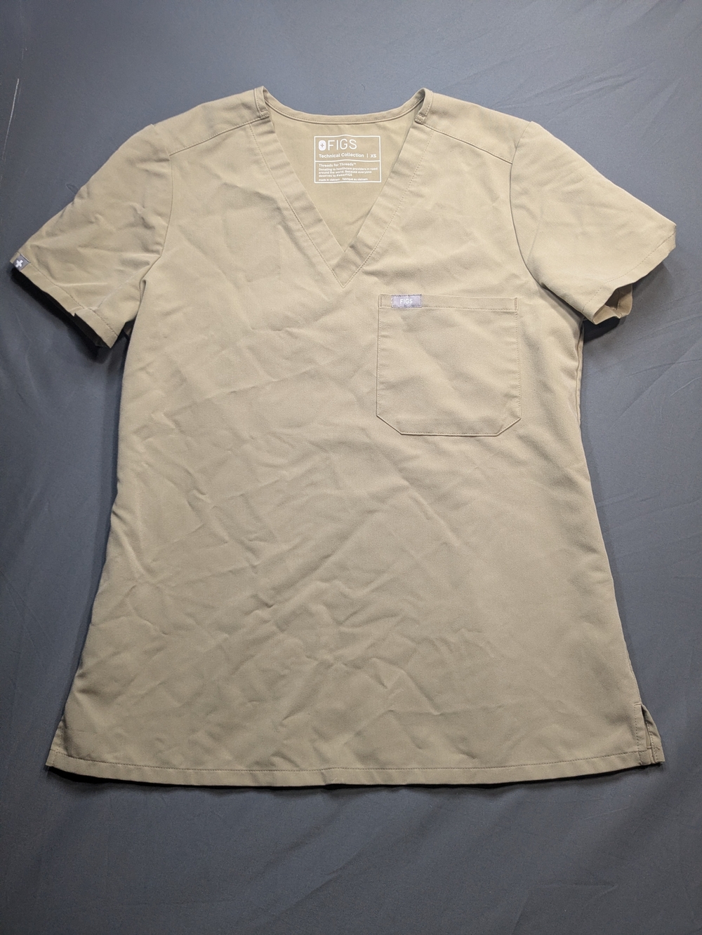 Figs V-Neck Scrub Top in Khaki